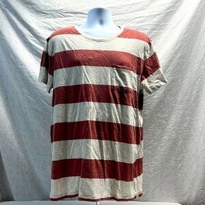 American Eagle red gray striped pocket crew neck tee size xl nwt